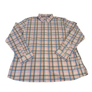 Croft & Barrow Performance Mens 4XL Tall Plaid Button Down Shirt Long